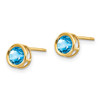 Lex & Lu 14k Yellow Gold 5mm Bezel Blue Topaz Stud Earrings - 2 - Lex & Lu