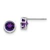 Lex & Lu 14k White Gold 5mm Bezel Amethyst Stud Earrings - Lex & Lu