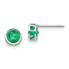 Lex & Lu 14k White Gold 5mm Bezel Emerald Stud Earrings - Lex & Lu