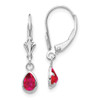 Lex & Lu 14k White Gold 6x4mm July/Ruby Earrings - Lex & Lu