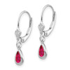 Lex & Lu 14k White Gold 6x4mm July/Ruby Earrings - 2 - Lex & Lu