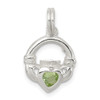 Lex & Lu Sterling Silver Claddagh w/Green CZ Charm - Lex & Lu