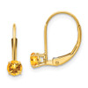 Lex & Lu 14k Yellow Gold 4mm Round November/Citrine Leverback Earrings - Lex & Lu