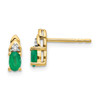Lex & Lu 14k Yellow Gold Diamond & Emerald Earrings LAL84049 - Lex & Lu