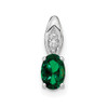 Lex & Lu 14k White Gold Emerald Diamond Pendant LAL84078 - Lex & Lu