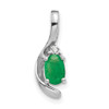 Lex & Lu 14k White Gold Emerald Diamond Pendant LAL84102 - Lex & Lu