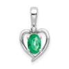 Lex & Lu 14k White Gold Emerald Diamond Pendant LAL84150 - Lex & Lu