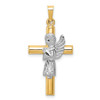 Lex & Lu 14k Two-tone Gold Angel & Cross Pendant - Lex & Lu