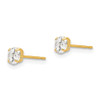 Lex & Lu 14k Yellow Gold 4mm Round CZ Post Earrings - 2 - Lex & Lu