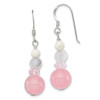 Lex & Lu Sterling Silver Pink & White Crystal/Jade/Mother of Pearl Earrings - Lex & Lu