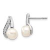 Lex & Lu 14k White Gold (6-7mm) Button FW Cultured Pearl & Diamond Earrings - Lex & Lu