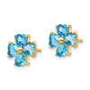 Lex & Lu 14k Yellow Gold Heart-shaped Swiss Blue Topaz Flower Post Earrings - 2 - Lex & Lu