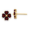 Lex & Lu 14k Yellow Gold Heart-shaped Garnet Flower Post Earrings - Lex & Lu