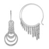 Lex & Lu Sterling Silver w/Rhodium D/C Circles Dangle Hoop Earrings - Lex & Lu