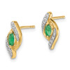 Lex & Lu 14k Yellow Gold 1/15Ct Diamond & Emerald Earrings - 2 - Lex & Lu