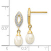 Lex & Lu 14k Yellow Gold Diamond & 7x5mm Egg FWC Pearl Dangle Earrings LAL84935 - 4 - Lex & Lu