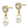 Lex & Lu 14k Yellow Gold Diamond & 7x5mm Egg FWC Pearl Heart Dangle Earrings - 2 - Lex & Lu