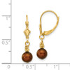 Lex & Lu 14k Yellow Gold (5-6mm) Coffee Brown FWC Pearl Leverback Earrings - 4 - Lex & Lu