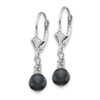 Lex & Lu 14k White Gold (5-6mm) Semi-round Black FW Cultured Pearl Leverback Ear - 2 - Lex & Lu