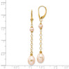 Lex & Lu 14k Yellow Gold Pink Color FW Cultured Pearl Leverback Earrings - 4 - Lex & Lu