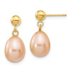 Lex & Lu 14k Yellow Gold 8-9mm Pink FW Cultured Pearl Dangle Earrings - Lex & Lu
