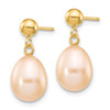 Lex & Lu 14k Yellow Gold 8-9mm Pink FW Cultured Pearl Dangle Earrings - 2 - Lex & Lu