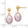 Lex & Lu 14k Yellow Gold 8-9mm Purple FW Cultured Pearl Dangle Earrings - 4 - Lex & Lu