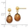 Lex & Lu 14k Yellow Gold 7-8mm Brown FW Cultured Pearl Dangle Earrings - 4 - Lex & Lu