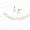 Lex & Lu 14k Yellow Gold Semi Round FW Cultured Pearl 18'' Necklace & Ear Set - 3 - Lex & Lu