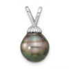 Lex & Lu 14k White Gold 9-10mm Saltwater Cultured Tahitian Pearl Pendant - Lex & Lu