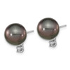 Lex & Lu 14k White Gold 9-10mm Blk Tahitian Cultured Pearl Diamond Post Earrings - 2 - Lex & Lu