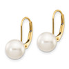 Lex & Lu 14k Yellow Gold 8-9mm Round S/W Akoya Cultured Pearl Leverback Ear - 2 - Lex & Lu