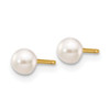 Lex & Lu 14k Yellow Gold 3-4mm Round S/W Akoya Cultured Pearl Post Earrings - 2 - Lex & Lu