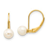 Lex & Lu 14k Yellow Gold 5-6mm FW Cultured Pearl Leverback Earrings - Lex & Lu