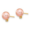 Lex & Lu 14k Yellow Gold 5-6mm Round Pink FWC Pearl Diamond Post Earrings - 2 - Lex & Lu