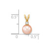 Lex & Lu 14k Yellow Gold 6-7mm Round Pink FW Cultured Pearl Diamond Pendant - 3 - Lex & Lu