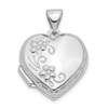 Lex & Lu 14k White Gold Polished Heart-Shaped Reversible Floral Locket - Lex & Lu