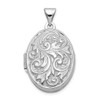 Lex & Lu 14k White Gold Polished Reversible Love You Always Oval Locket - Lex & Lu