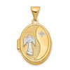 Lex & Lu 14k Yellow Gold Rhodium 17mm Guardian Angel Oval Locket - Lex & Lu