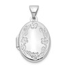 Lex & Lu 14k White Gold 17mm Oval Leaf Floral Hand Engraved Locket - Lex & Lu