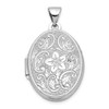 Lex & Lu 14k White Gold 21mm Oval Floral Scroll Border Locket - Lex & Lu