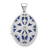 Lex & Lu 14k White Gold 21mm Oval w/Diamond Vintage Locket - Lex & Lu