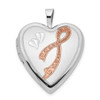 Lex & Lu 14k White Gold 20mm Enamel Breast Cancer w/Hearts Heart Locket - Lex & Lu