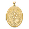 Lex & Lu 14k Yellow Gold 32mm Oval Flower w/Scrolls Locket - Lex & Lu