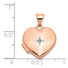 Lex & Lu 14k Rose Gold Polished 15mm Heart w/Diamond Locket - 5 - Lex & Lu