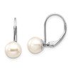 Lex & Lu 14k White Gold 7mm FW Cultured Pearl Leverback Earrings - Lex & Lu