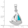 Lex & Lu Sterling Silver Blue Inlay Created Opal Sailboat Pendant - 3 - Lex & Lu