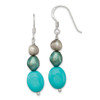 Lex & Lu Sterling Silver Green Turquoise/Green FWC Pearl Earrings - Lex & Lu