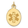 Lex & Lu 14k Yellow Gold Non-enameled Medical Jewelry Pendant LAL87244 - Lex & Lu