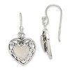 Lex & Lu Sterling Silver Mother of Pearl Heart Shepherd Hook Antiqued Earrings - Lex & Lu